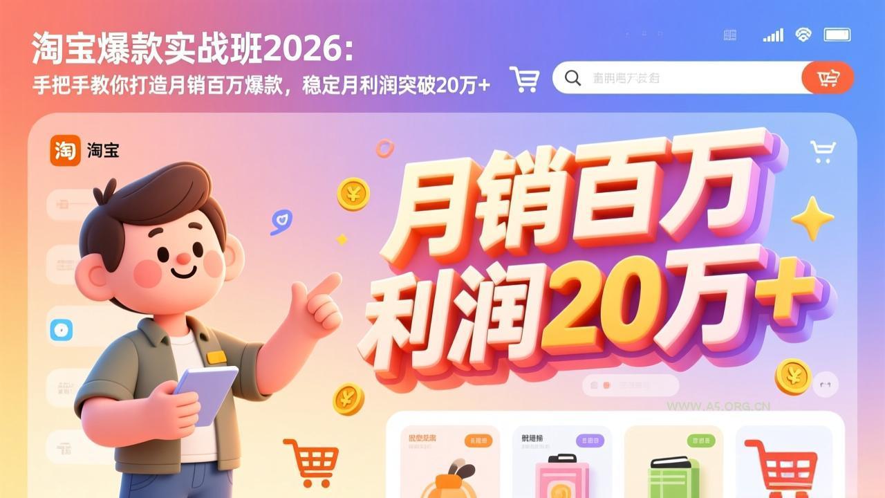 淘宝爆款实战班2026：手把手教你打造月销百万爆款，稳定月利润突破20万+-小红泡