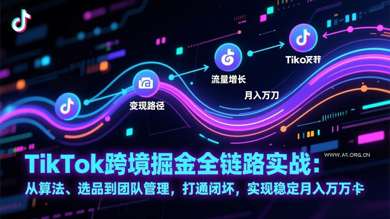 TikTok跨境掘金全链路实战:从算法、选品到团队管理,打通闭环,实现稳定月入万刀-小红泡