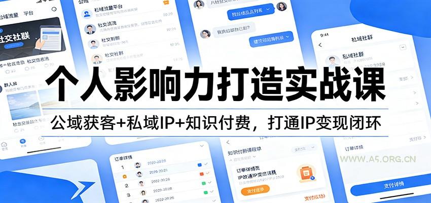 个人影响力打造实战课：公域获客+私域IP+知识付费，打通IP变现闭环-小红泡