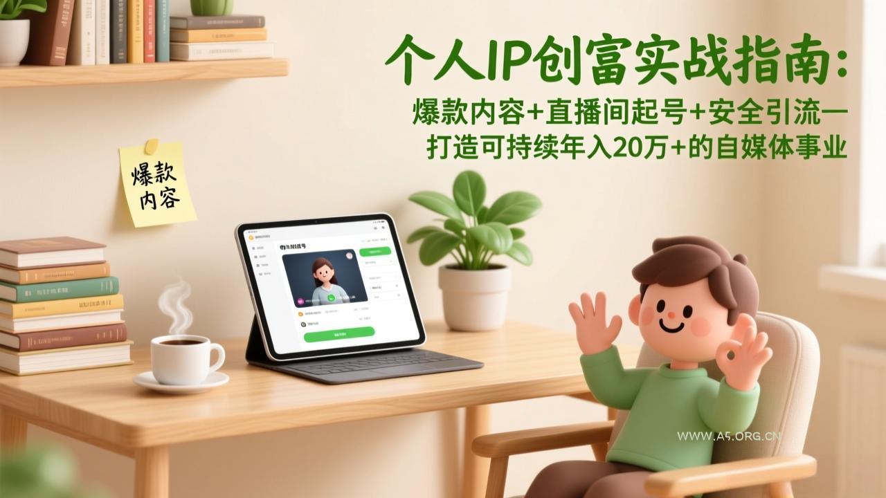 个人IP创富实战指南：爆款内容+直播间起号+安全引流，打造可持续年入20万+的自媒体事业-小红泡