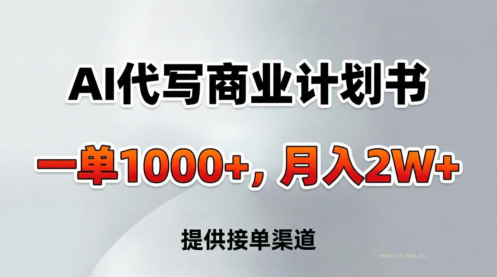 AI代写商业计划书，一单1000+，提供接单渠道，告别打工【附工具】-小红泡