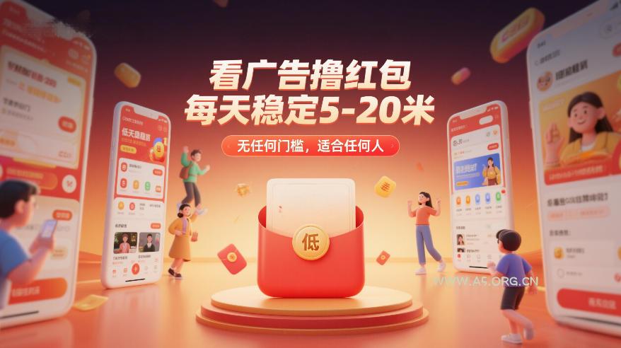 看广告撸红包，每天稳定5-20米，无任何门槛，适合任何人-小红泡