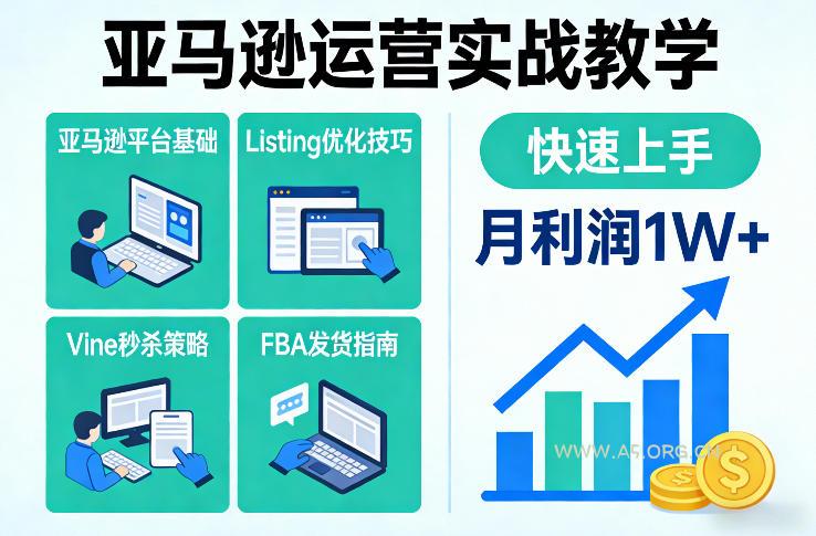 亚马逊运营实战教学,亚马逊平台+Listing优化+Vine秒杀+FBA发货等,快速上手,实现店铺月利润1W-小红泡