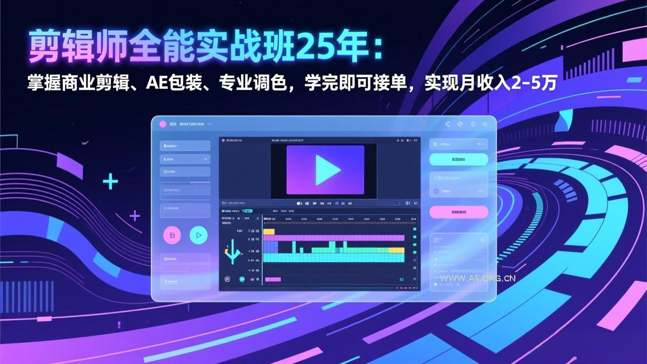 剪辑师全能实战班25年：掌握商业剪辑、AE包装、专业调色，学完即可接单，实现月收入2-5万-小红泡