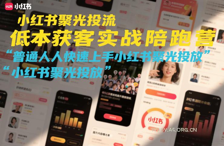 小红书聚光投流低成本获客实战陪跑营，普通人快速上手小红书聚光投放-小红泡