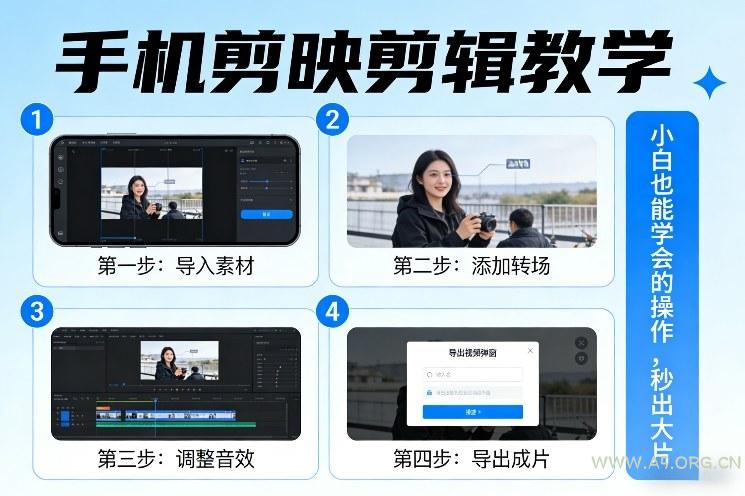 手机剪映剪辑教学，小白也能学会的操作，秒出大片-小红泡