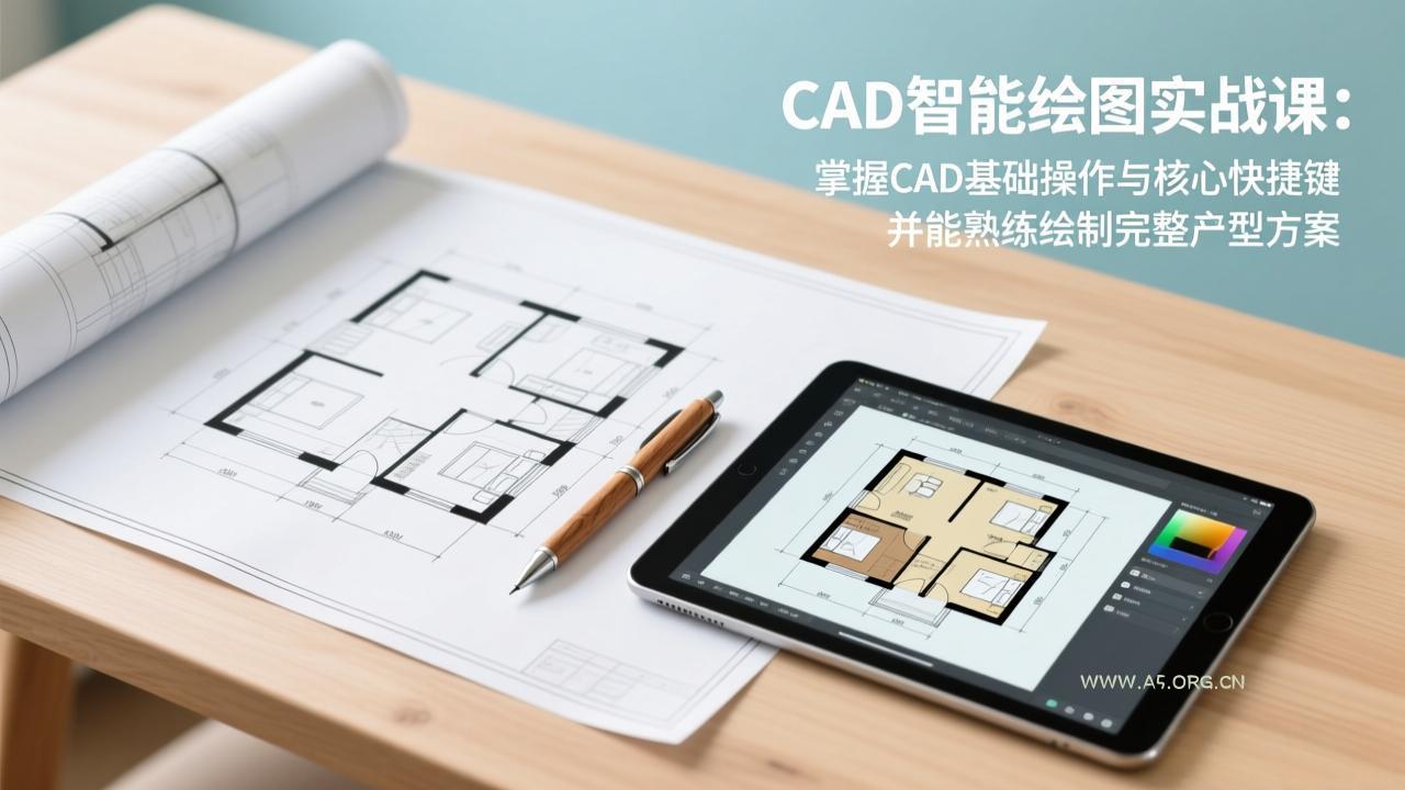 CAD智能绘图实战课:掌握CAD基础操作与核心快捷键,并能熟练绘制完整户型方案-小红泡