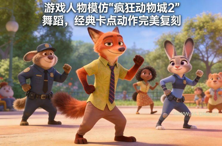游戏人物模仿“疯狂动物城2”舞蹈，经典卡点动作完美复刻-小红泡