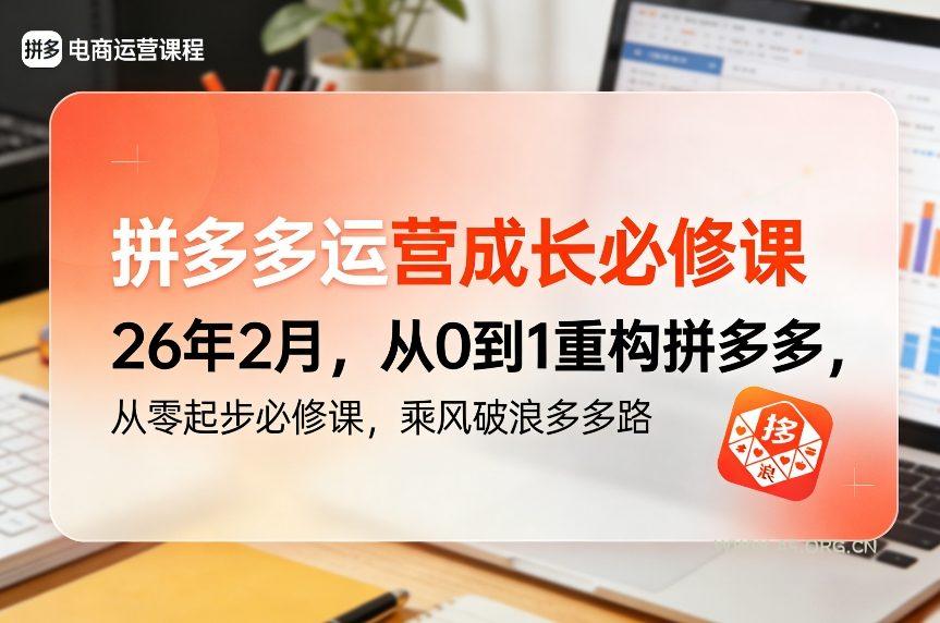拼多多运营成长必修课26年2月，从0到1重构拼多多，从零起步必修课，乘风破浪多多路-小红泡