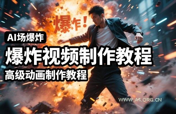 AI场景爆炸视频制作教程，利用人物实拍视频制作出高级的动画特效-小红泡