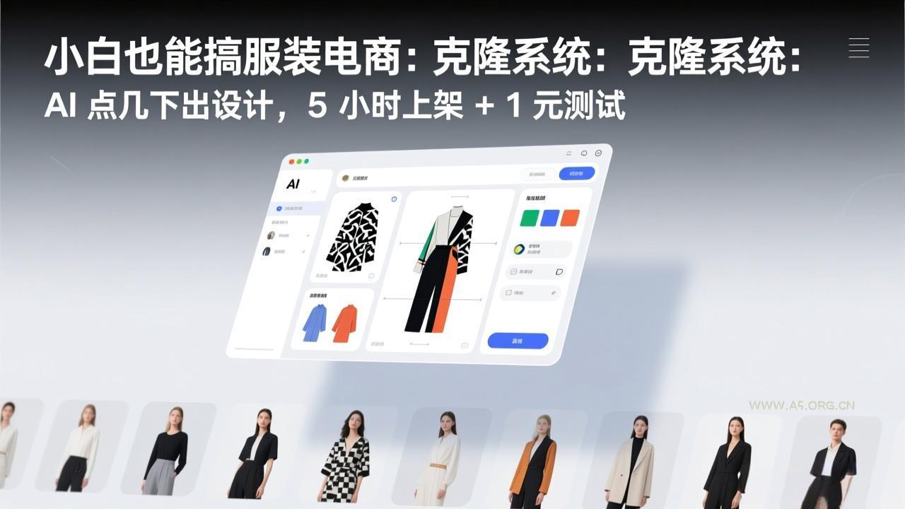 小白也能搞服装电商：克隆系统：AI 点几下出设计，5 小时上架 + 1 元测试-小红泡