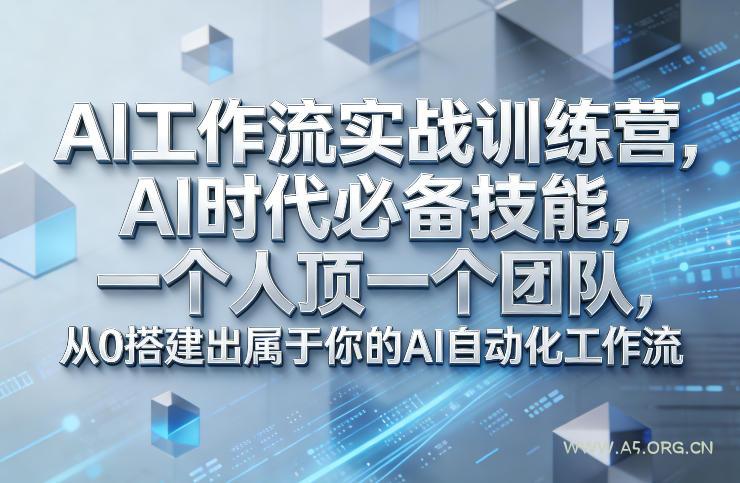Ai工作流实战训练营，AI时代必备技能，一个人顶一个团队，从0搭建出属于你的AI自动化工作流-小红泡