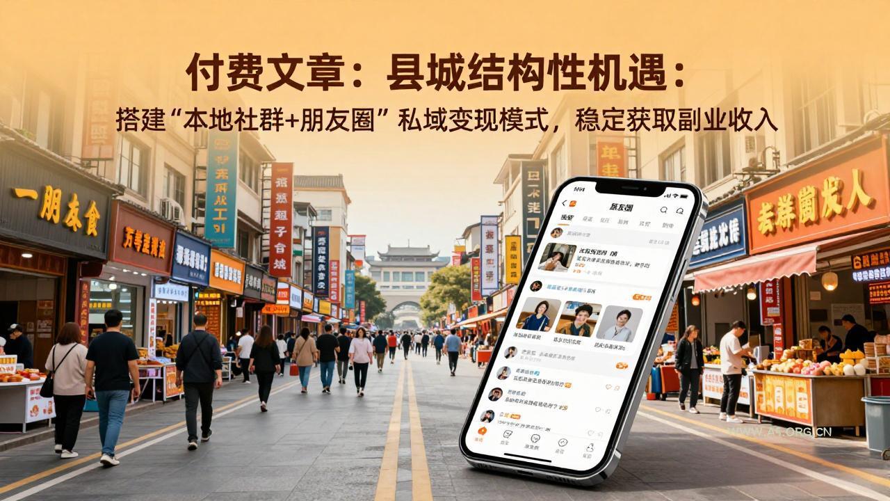 付费文章:县城结构性机遇:搭建“本地社群+朋友圈”私域变现模式,稳定获取副业收入-小红泡