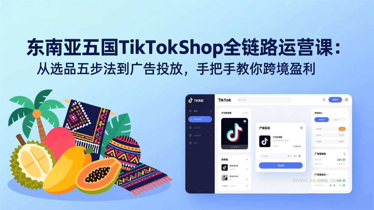 东南亚五国TikTok Shop全链路运营课：从选品五步法到广告投放，手把手教你跨境盈利-小红泡