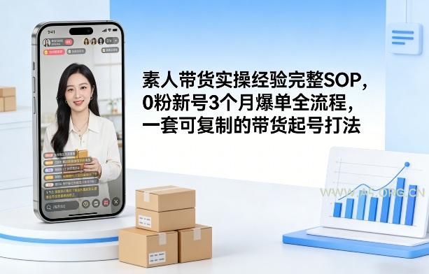 素人短视频带货实操经验完整SOP，0粉新号3个月爆单全流程，一套可复制的带货起号打法-小红泡