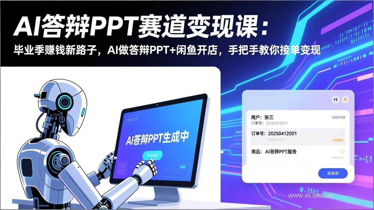 AI答辩PPT赛道变现课：毕业季赚钱新路子，AI做答辩PPT+闲鱼开店，手把手教你接单变现-小红泡
