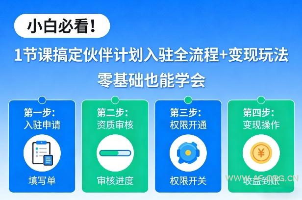 小白必看！1节课搞定伙伴计划入驻全流程+变现玩法，零基础也能学会-小红泡