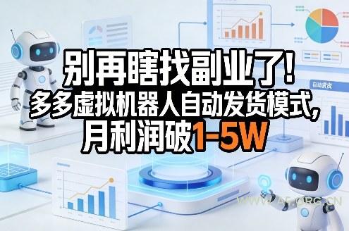 别再瞎找副业了！多多虚拟机器人自动发货模式，月利润破1-5W【揭秘】-小红泡