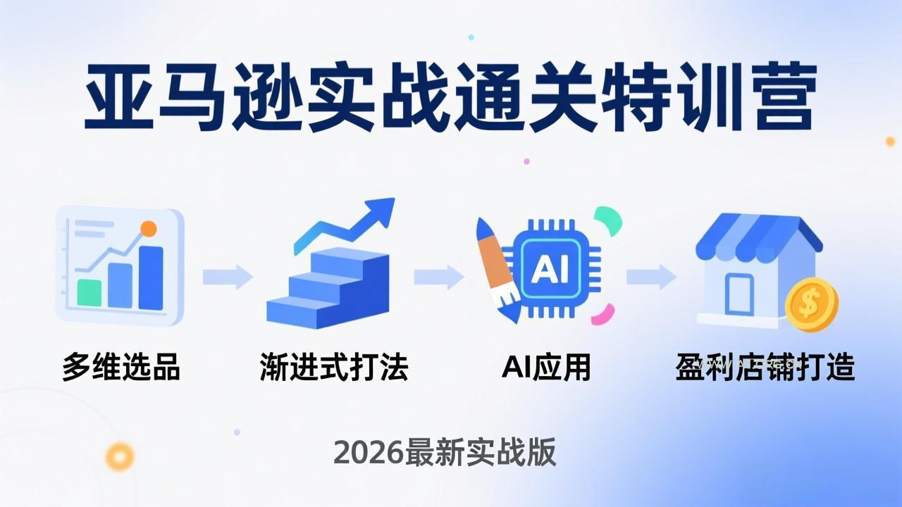 亚马逊实战通关特训营：2026年3月更新，多维选品+渐进式打法+AI应用，从0到1打造盈利店铺-小红泡