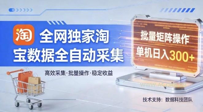 全网独家,淘宝数据全自动采集项目,批量可矩阵,单机轻松日入300【揭秘】-小红泡