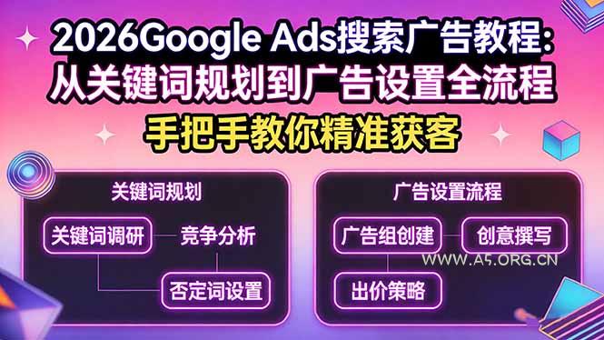 2026Google Ads搜索广告教程：从关键词规划到广告设置全流程，手把手教你精准获客-小红泡