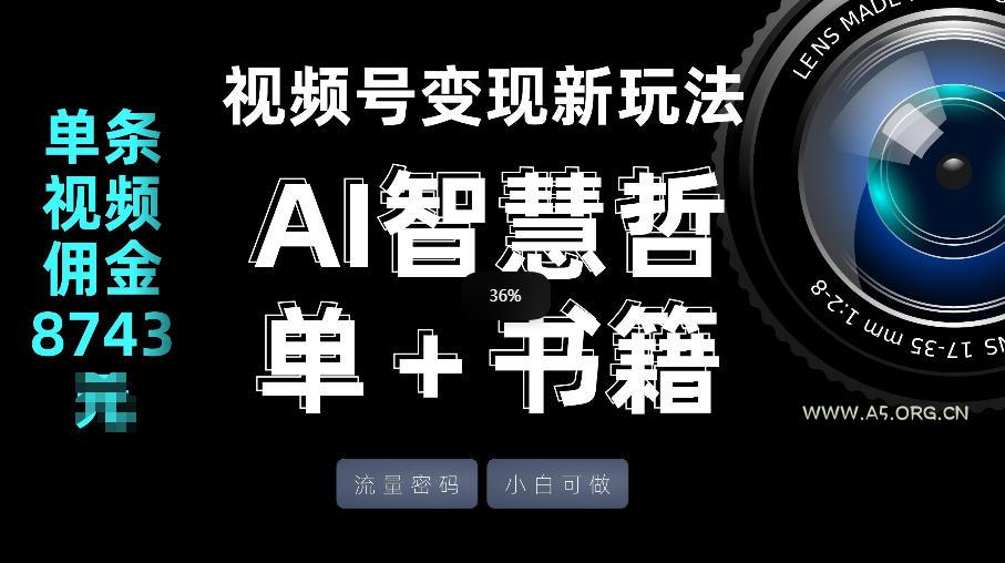 视频号流量密码,变现新玩法-AI智慧哲单+书单,单条视频佣金8743米-小红泡