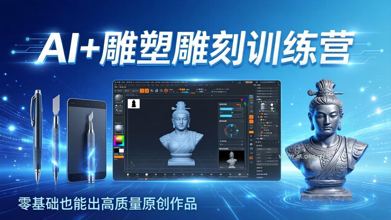 AI+雕塑雕刻训练营：从AI创作、大模型训练到3D雕刻 + 渲染，零基础也能出高质量原创作品-小红泡