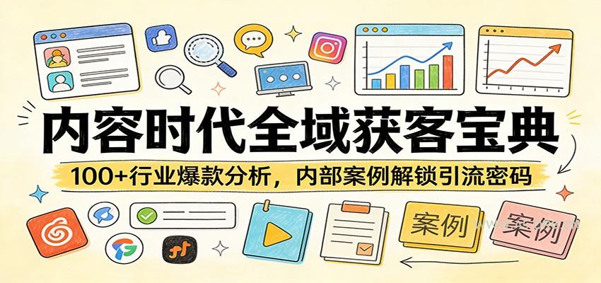 内容时代全域获客宝典：100+行业爆款分析，内部案例解锁引流密码-小红泡