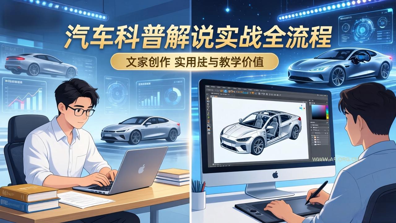 抖音汽车科普解说实战：文案+动画+画面处理+去水印全流程，打造专业汽车科普视频-小红泡