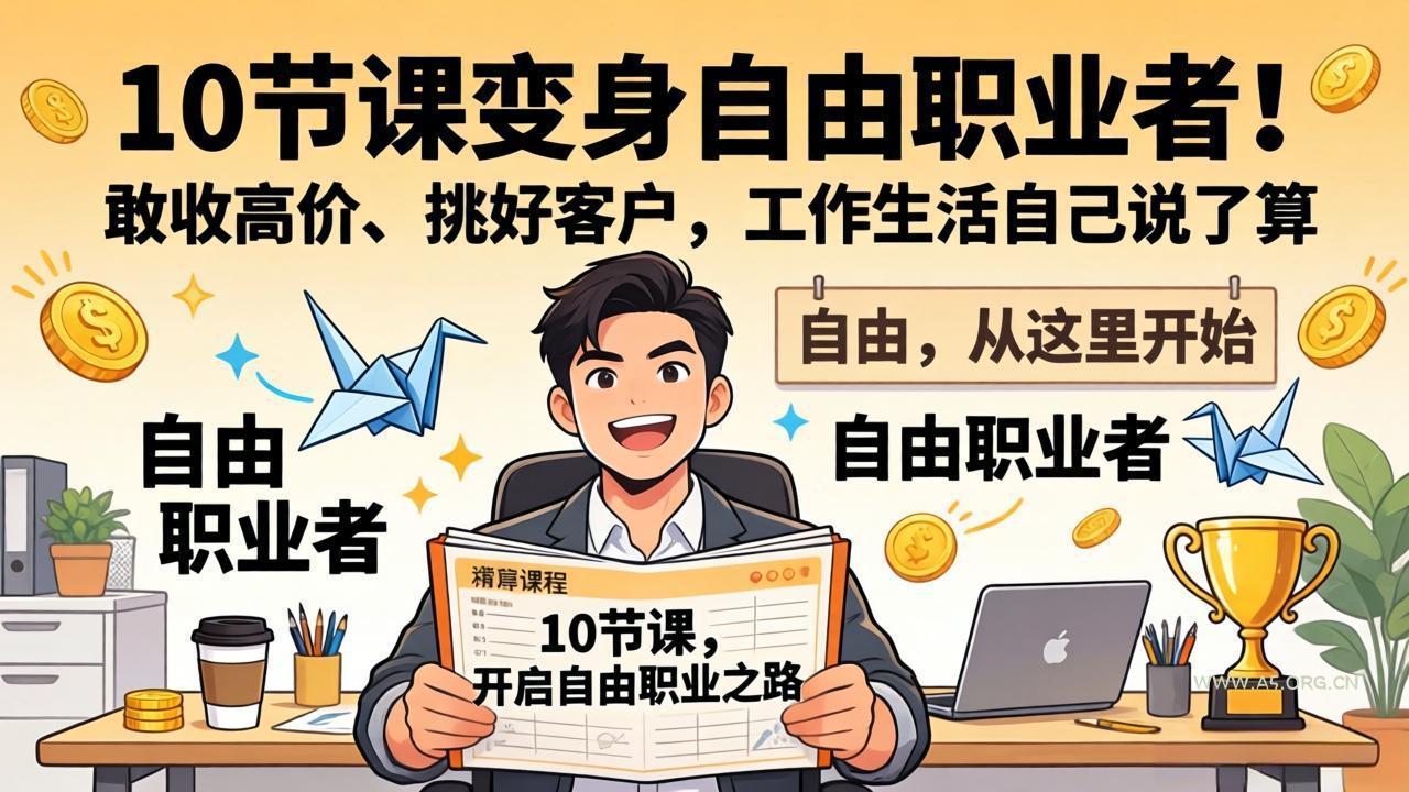 10 节课变身自由职业者！敢收高价、挑好客户，工作生活自己说了算-小红泡
