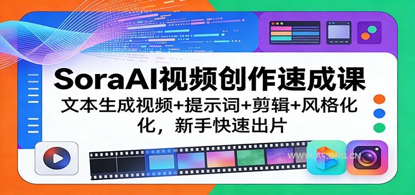 SoraAI视频创作速成课:文本生成视频+提示词+剪辑+风格化,新手快速出片-小红泡