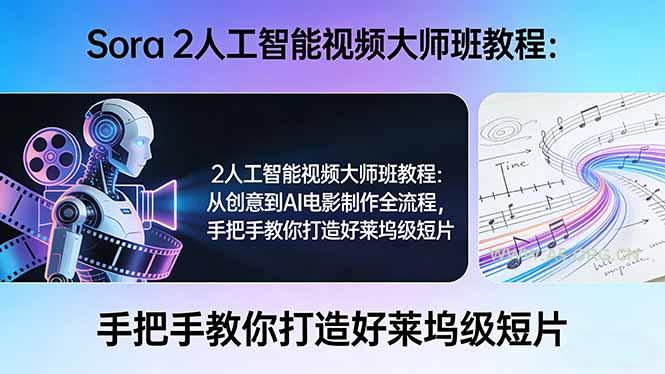 Sora 2人工智能视频大师班教程:从创意到AI电影制作全流程,手把手教你打造好莱坞级短片-小红泡