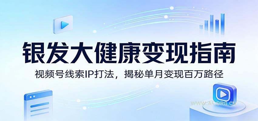 银发大健康变现指南：视频号线索IP打法，揭秘单月变现百万路径-小红泡