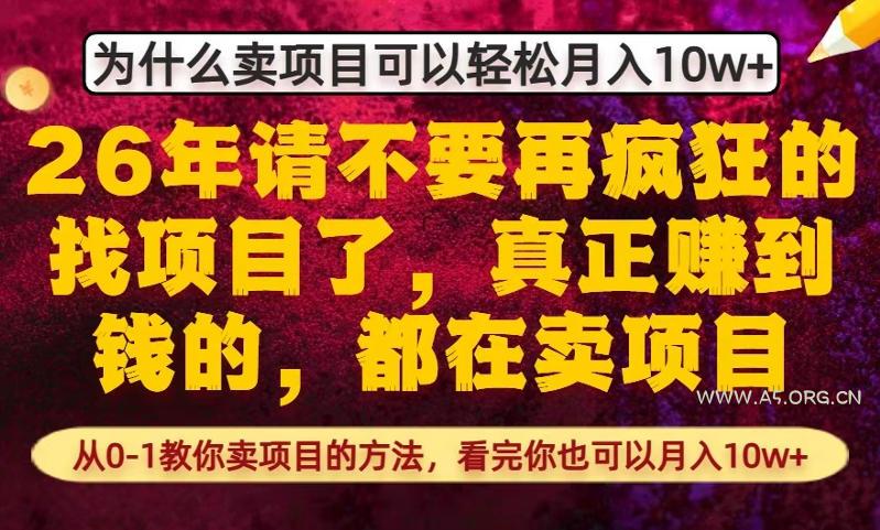为什么真正賺到钱的都在卖项目，从0-1教你卖项目的方法，看完你也可以月入10w+【揭秘】-小红泡