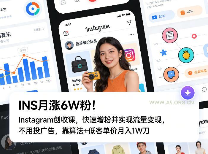 INS月涨6W粉！Instagram创收课，快速增粉并实现流量变现，不用用投广告，靠算法+低客单价月入1W刀-小红泡