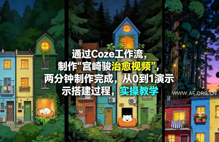 通过Coze工作流制作《宫崎骏治愈视频》,两分钟制作完成,从0到1演示搭建过程,实操教学-小红泡