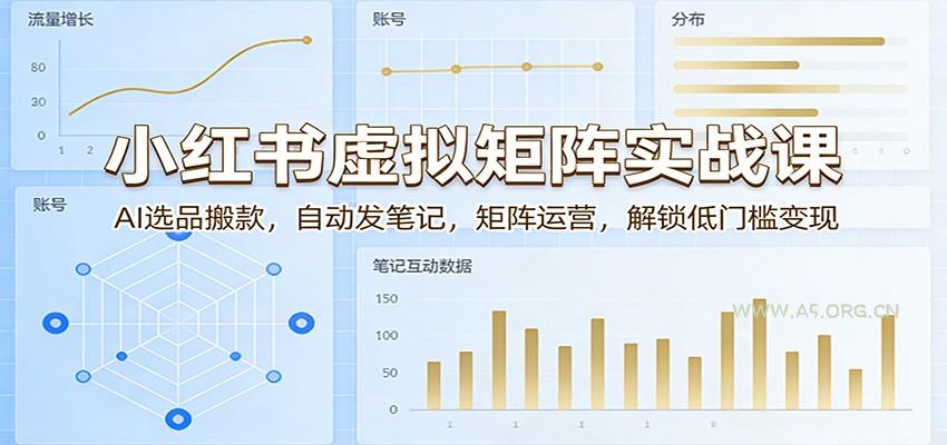 小红书虚拟矩阵实战课：AI选品搬款，自动发笔记，矩阵运营，解锁低门槛变现-小红泡
