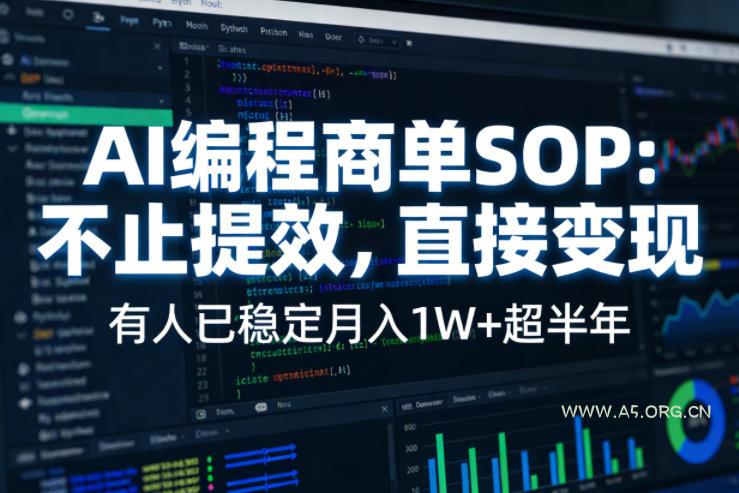 AI编程商单SOP，AI编程不能只给工作提效，还要直接变现，有人已经稳定月入1W+半年了-小红泡