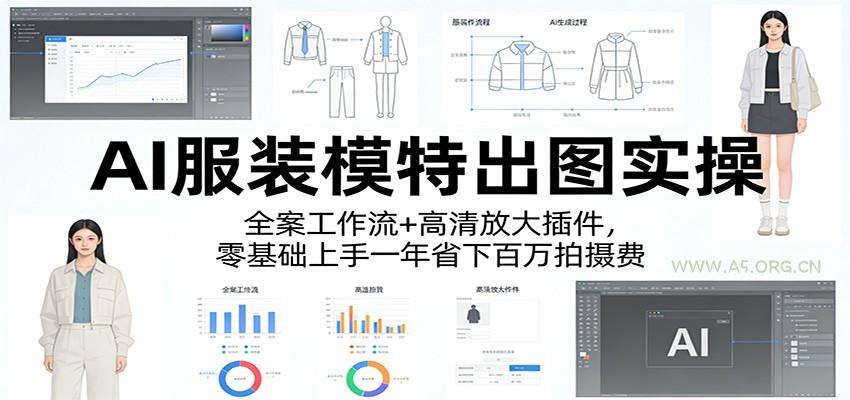 AI服装模特出图实操：全案工作流+ 高清放大插件，零基础上手一年省下百万拍摄费-小红泡