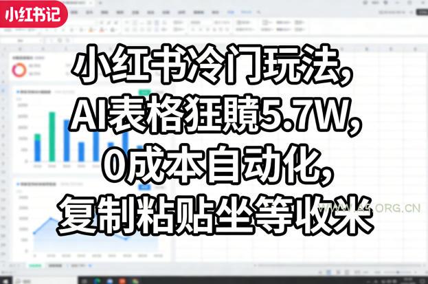 小红书冷门玩法，AI表格狂賺5.7W，0成本自动化，复制粘贴坐等收米-小红泡