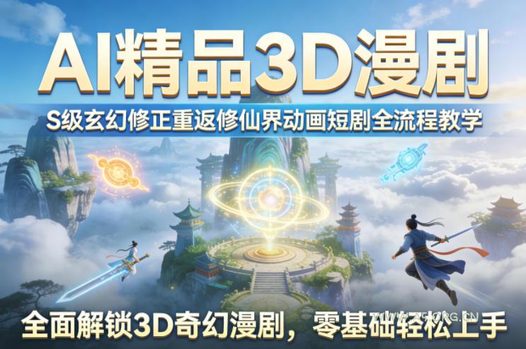 AI精品3D漫剧S级玄幻修正重返修仙界动画短剧全流程教学，全面解锁3D奇幻漫剧，零基础轻松上手-小红泡