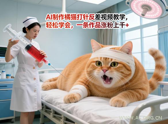 AI制作橘猫打针反差视频教学,轻松学会,一条作品涨粉上千+-小红泡