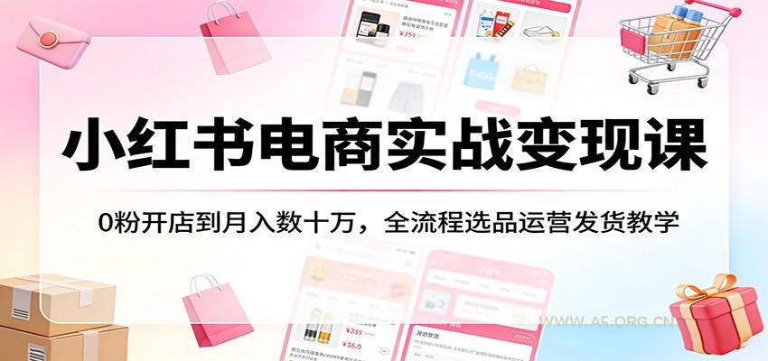 小红书电商实战变现课:0粉开店到月入数十万,全流程选品运营发货教学-小红泡