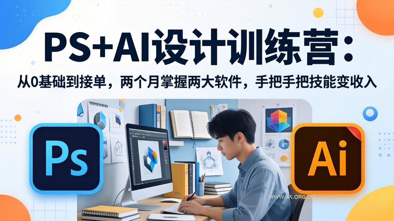 PS+AI设计训练营:从0基础到接单,两个月掌握两大软件,手把手把技能变收入-小红泡
