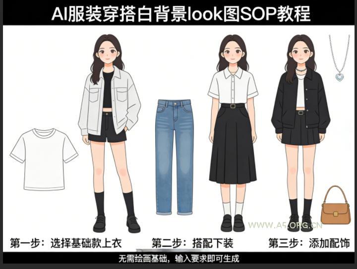AI服装穿搭白背景look图SOP教程,不用会画画,提几句具体要求,AI就能还你一个奇迹-小红泡