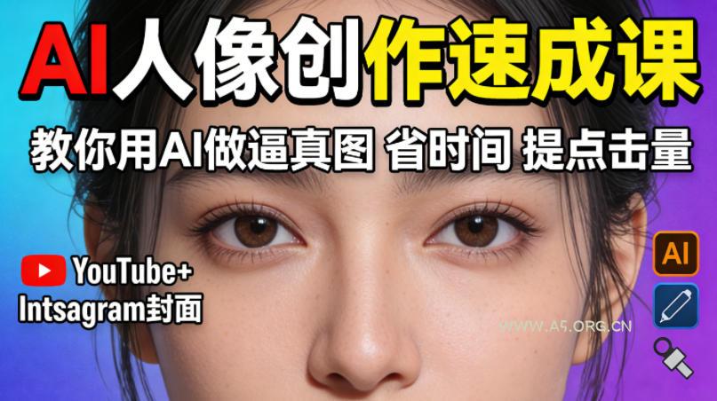 YouTube+Instagram封面没人点？AI人像创作速成课，教你用AI做逼真图，省时间还能提点击量！-小红泡