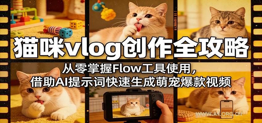 猫咪vlog创作全攻略：从零掌握Flow工具使用，借助AI提示词快速生成萌宠爆款视频-小红泡
