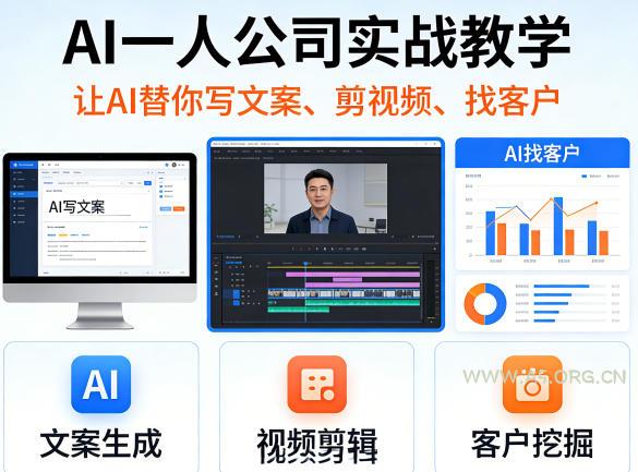 AI一人公司实战教学，让AI替你写文案、剪视频、找客户-小红泡