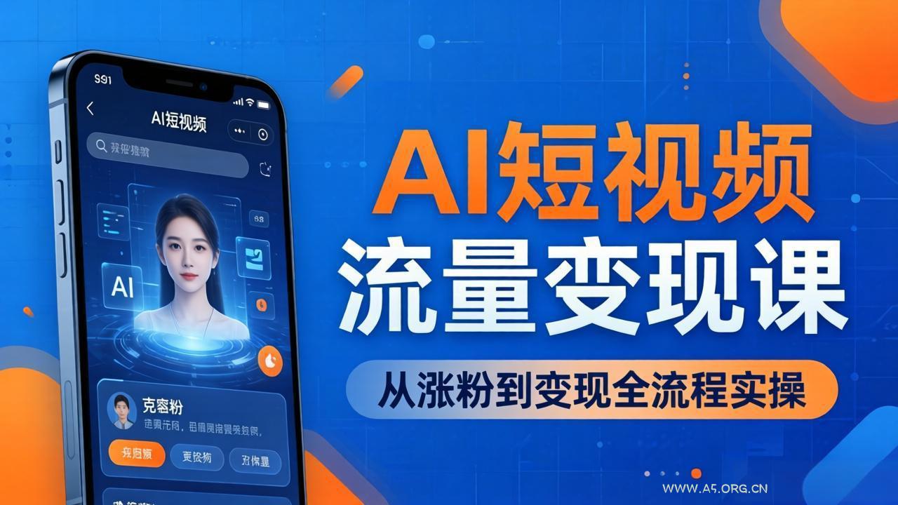 AI短视频流量变现课:一部手机玩转数字人克隆+爆款制作,从涨粉到变现全流程实操-小红泡