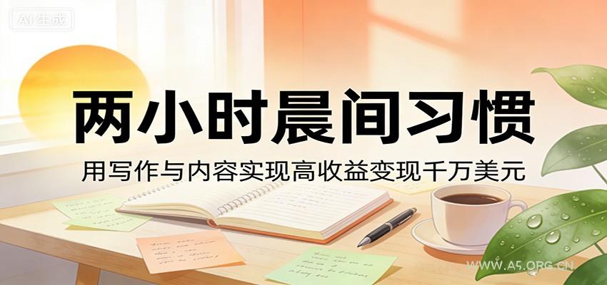 付费文章:两小时晨间习惯,用写作与内容实现高收益变现千万美元-小红泡
